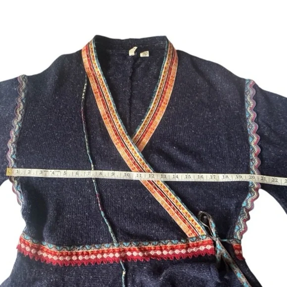 Anthropologie Moth Corn Wind Navy Kimono Cardigan Wrap Sweater women’s medium - Picture 13 of 17